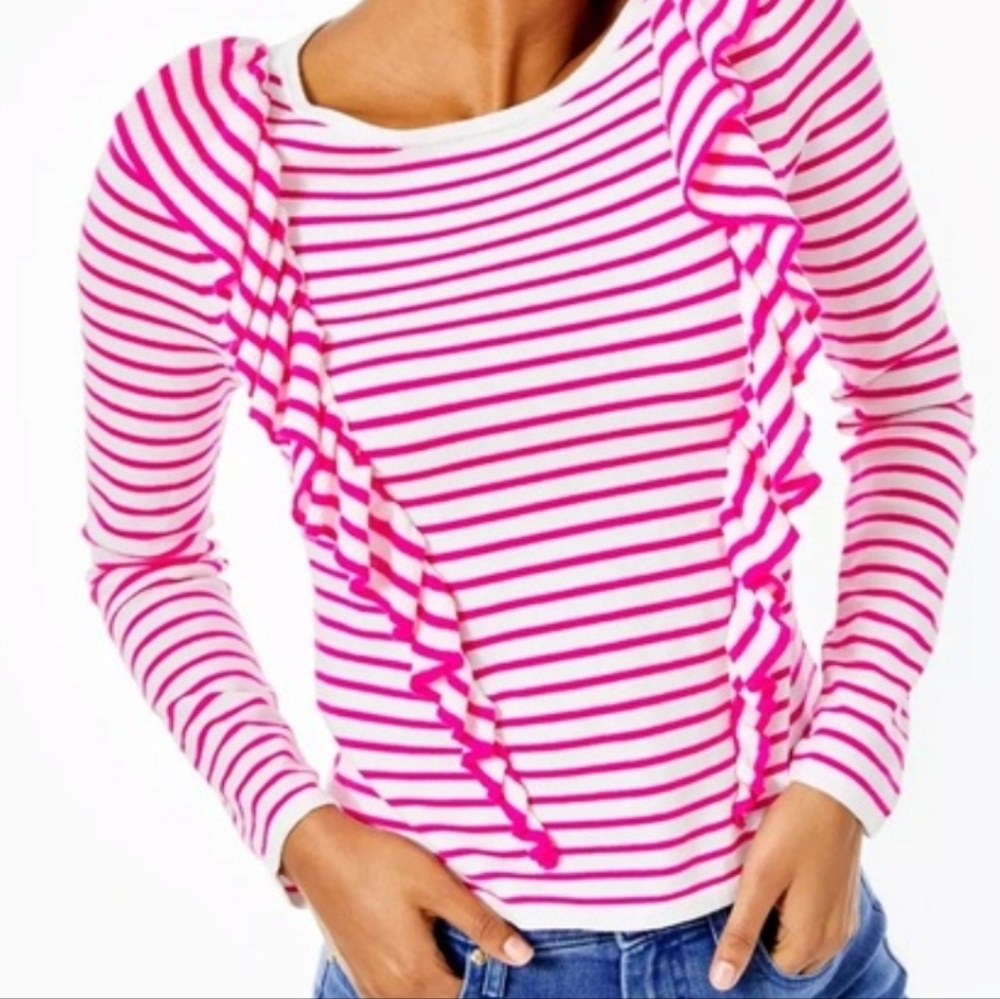 Lilly Pulitzer Ruth Ruffle Striped Sweater